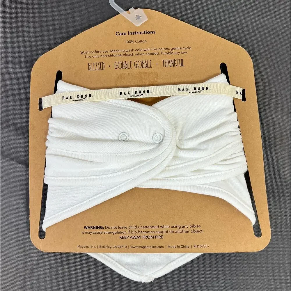 Rae Dunn Baby Bibs Thanksgiving Set of 3 Blessed Gobble Gobble Thankful NEW